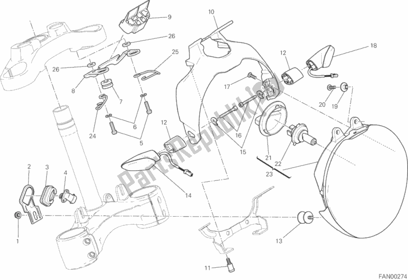 Wszystkie części do Reflektor Ducati Monster 1200 S Stripes 2015